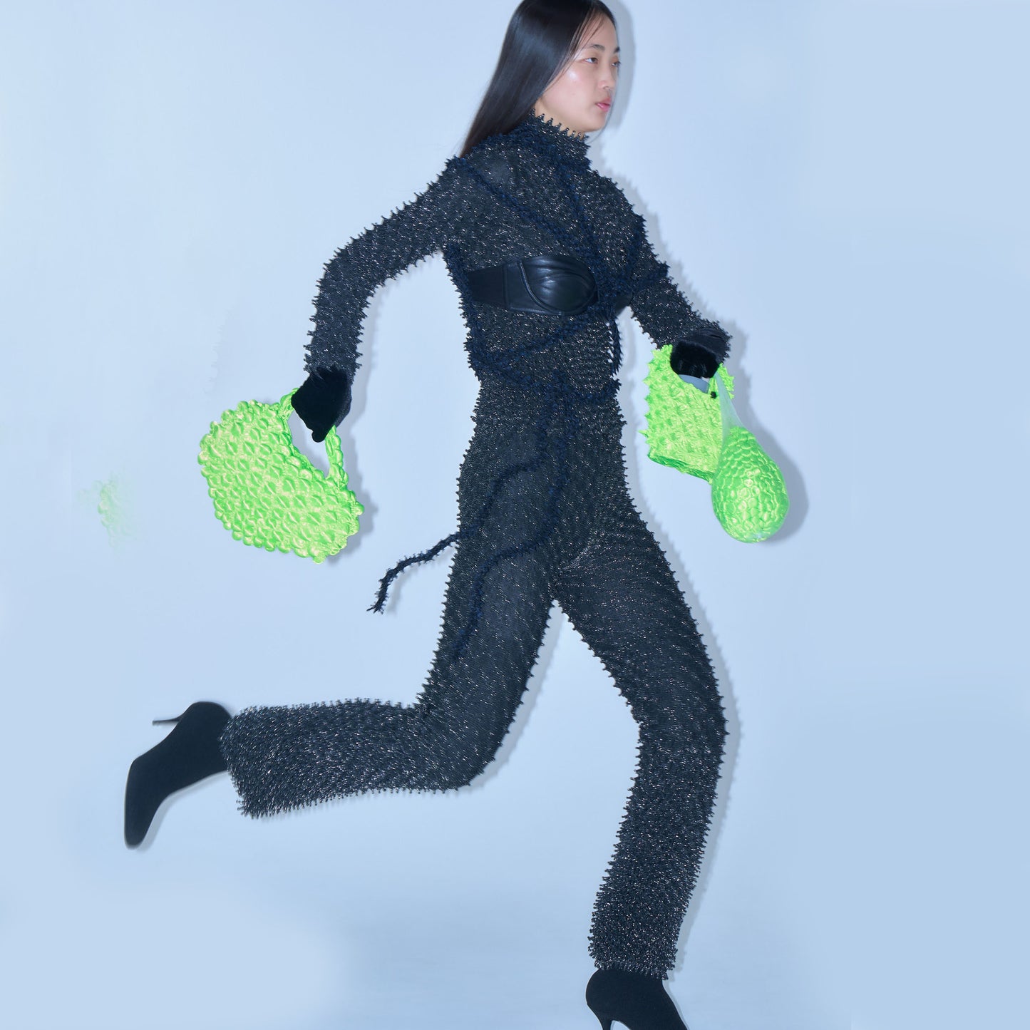 Spiky Shibori Pants - Lamé Lace