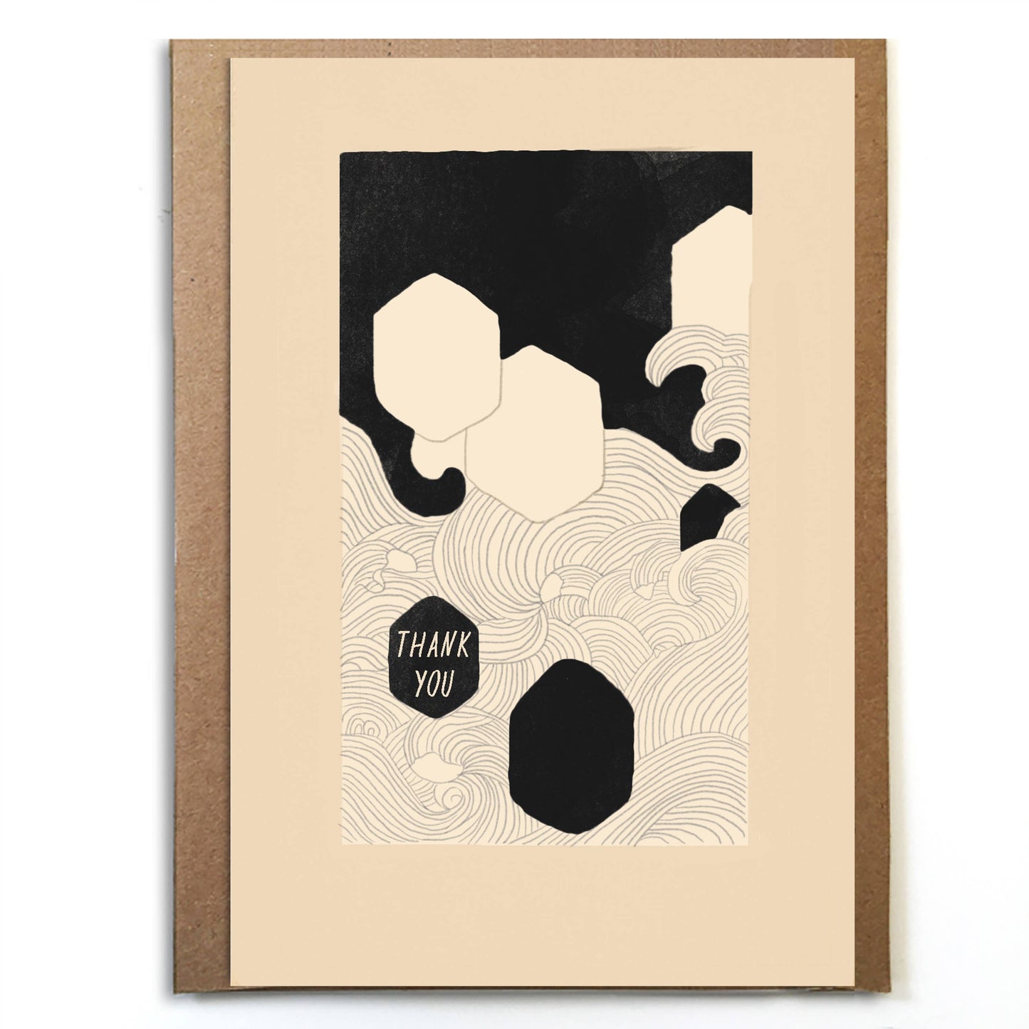 Waves and Black Thank You; Japanese Print Thank You
