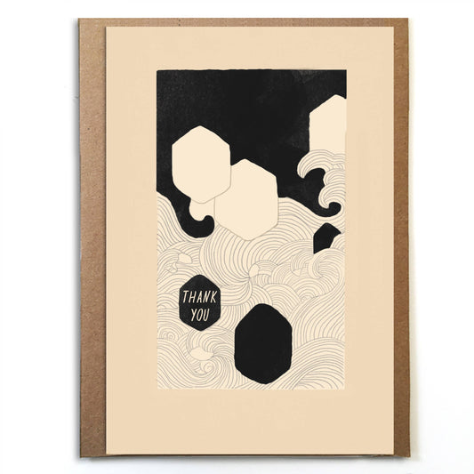 Waves and Black Thank You; Japanese Print Thank You