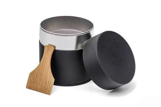 Matte Black Metal Tea Canister with Matcha Sifter - 100g