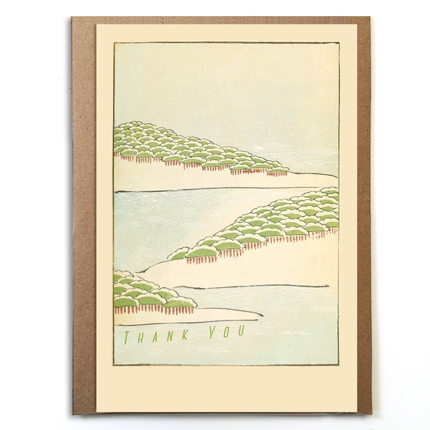 Lake Trees Thank You; Japanese Vintage Print