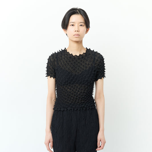Spiky Shibori Crewneck Shortsleeve top - Chiffon