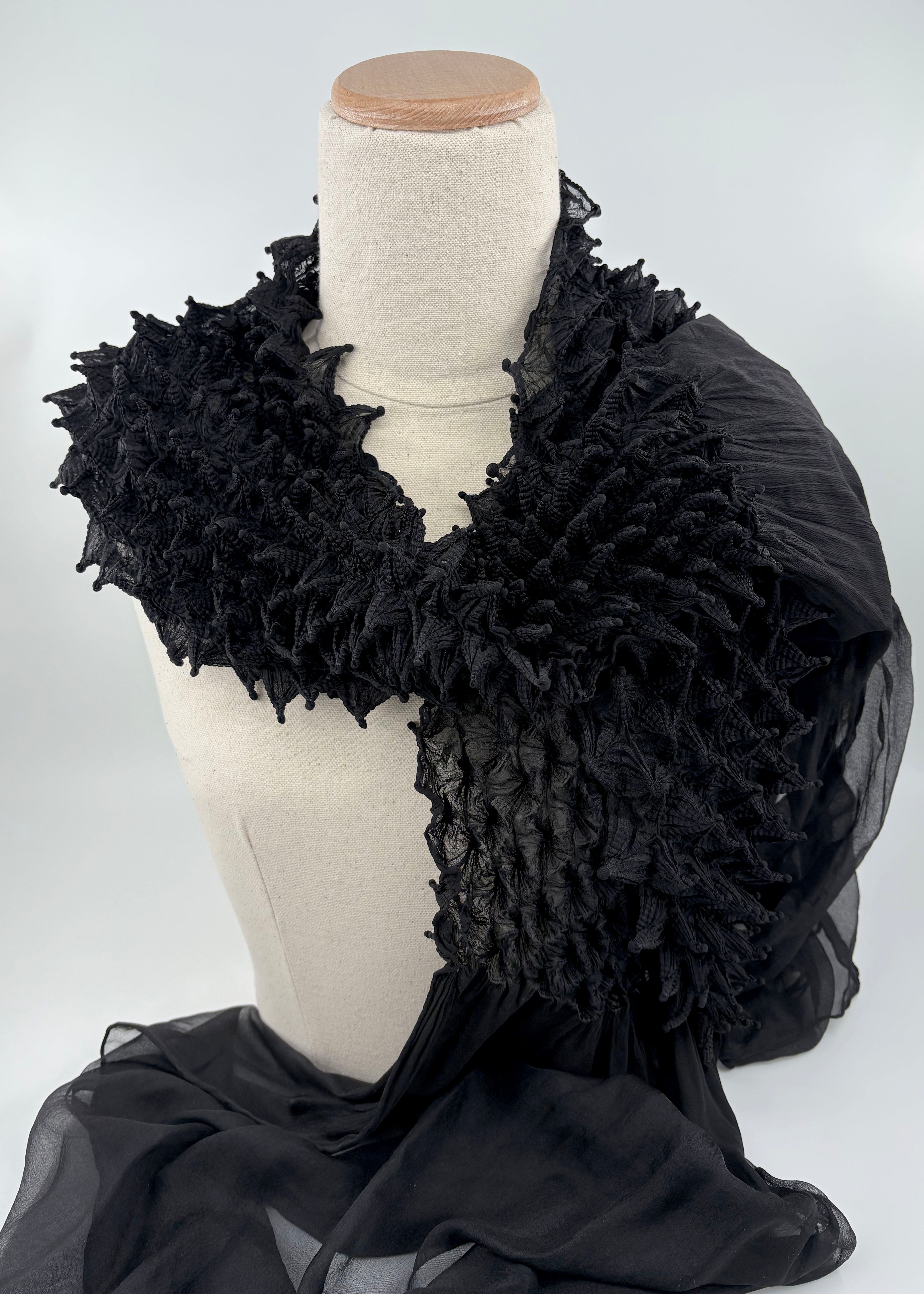 Silk Chiffon Scarf with Spiky Shibori Center – CoCollaborations hudson
