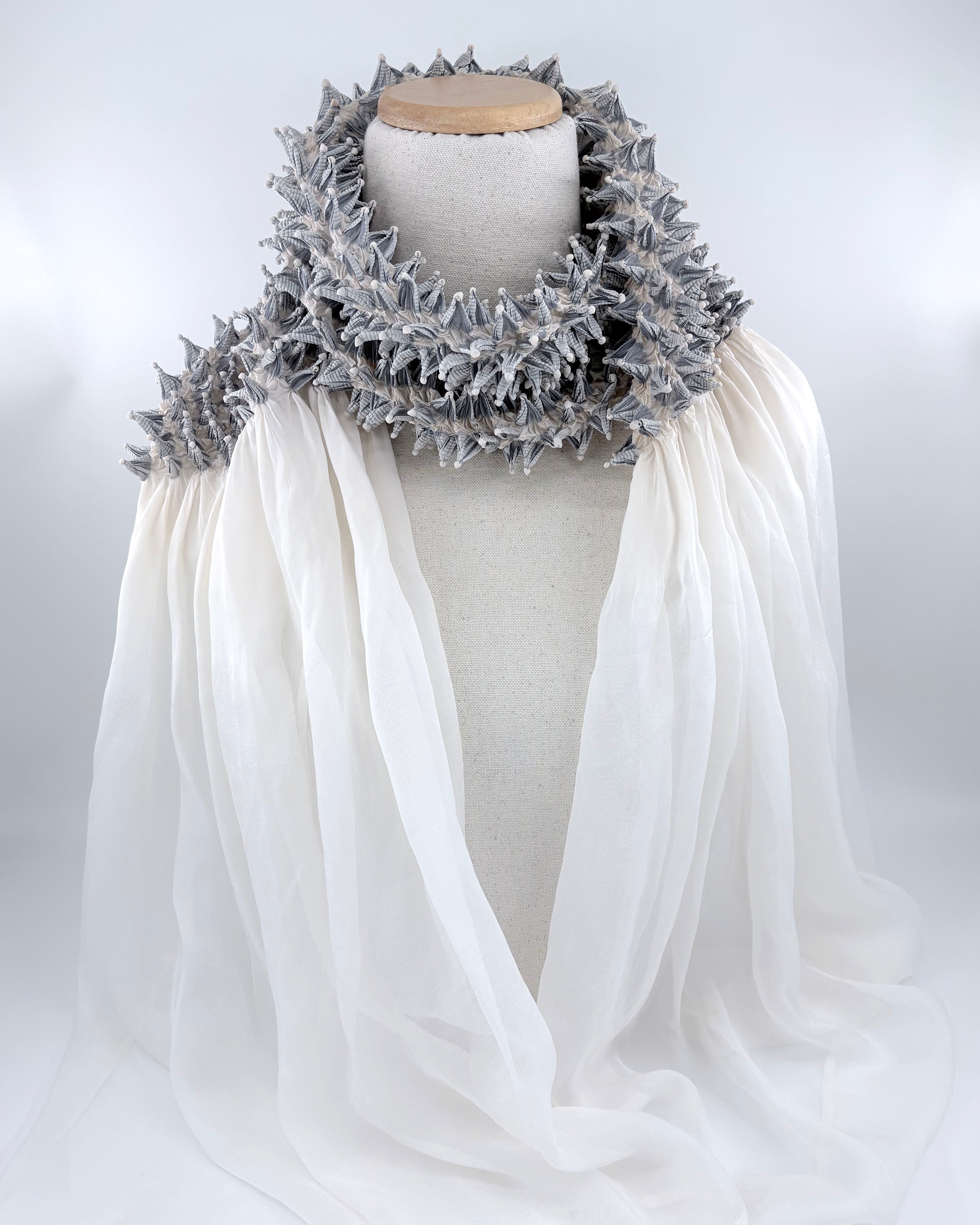 Silk Chiffon Scarf with Spiky Shibori Center – CoCollaborations hudson