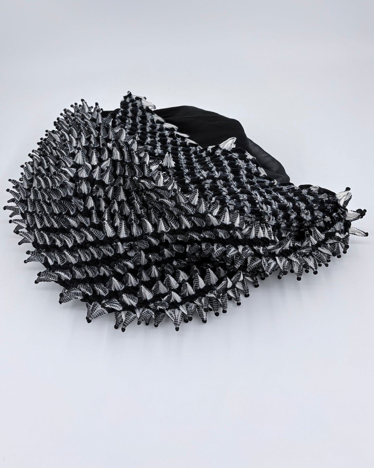 Silk Chiffon Scarf with Spiky Shibori Center