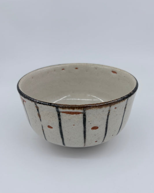 Suga Pottery Matcha Bowl - Gray Stripes