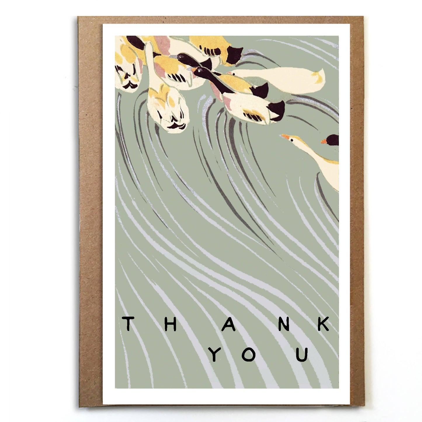 Swans Thank You; Japanese Vintage Print Thank You Card (Co