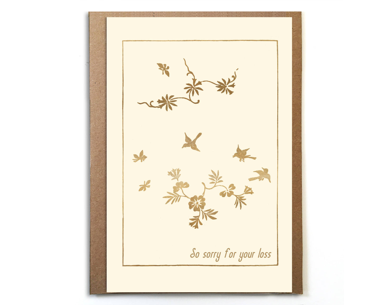 Elegant Sympathy Card; So Sorry For Your Loss; Not Foil