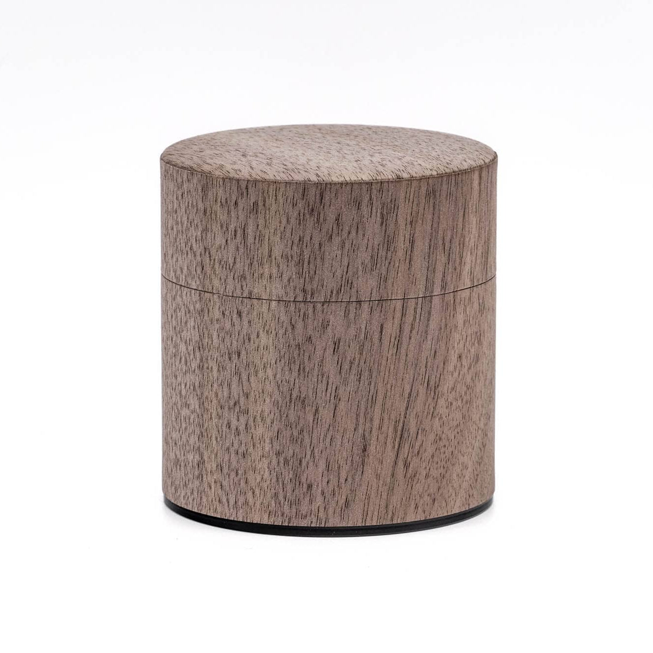 Natural Wood Walnut Wrapped Metal Tea Canister (Chazutsu) - 100g