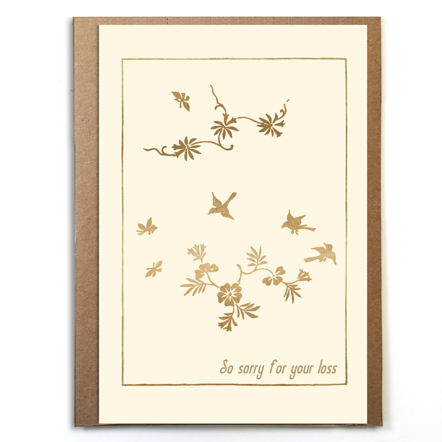 Elegant Sympathy Card; So Sorry For Your Loss; Not Foil