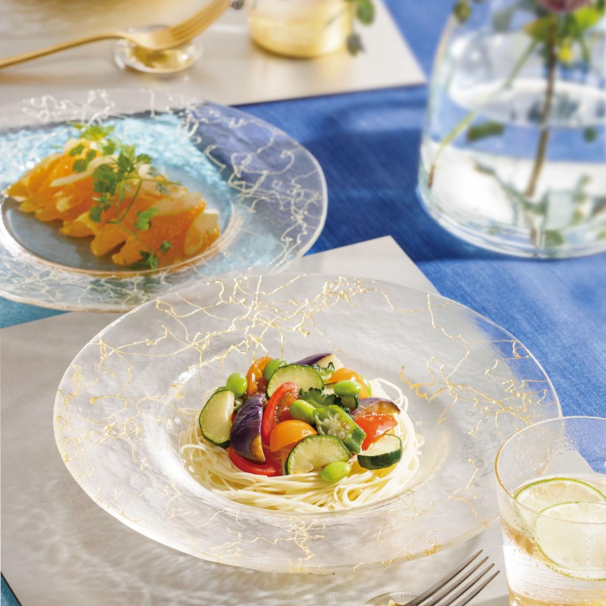 HAKUICHI Gold Thread Glass Plate (L)