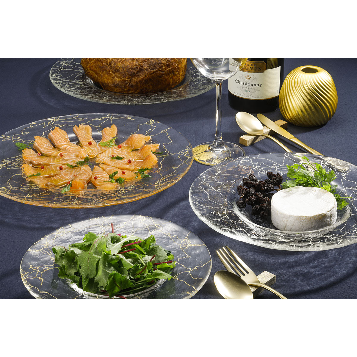 HAKUICHI Gold Thread Glass Plate (L)